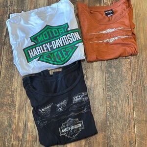 Harley Davidson Set of 3 Tshirts Womens L